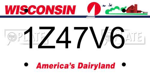 1Z47V6 Wisconsin License Plate