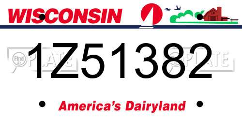 1Z51382 Wisconsin License Plate