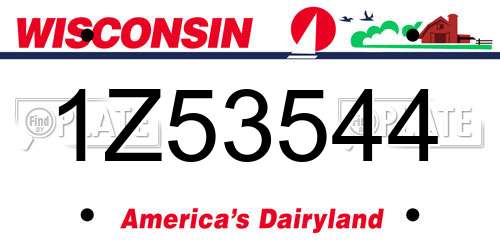 1Z53544 Wisconsin License Plate