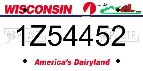 1Z54452 Wisconsin License Plate