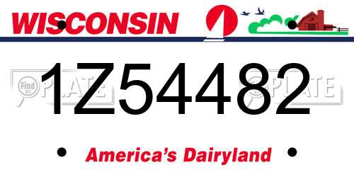 1Z54482 Wisconsin License Plate