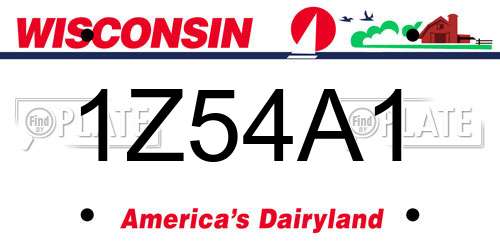 1Z54A1 Wisconsin License Plate