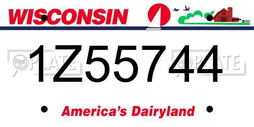 1Z55744 Wisconsin License Plate