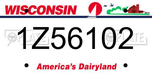 1Z56102 Wisconsin License Plate