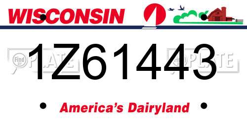 1Z61443 Wisconsin License Plate
