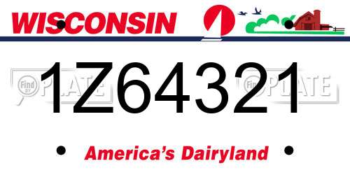 1Z64321 Wisconsin License Plate