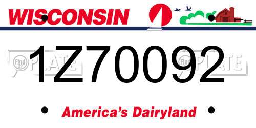 1Z70092 Wisconsin License Plate