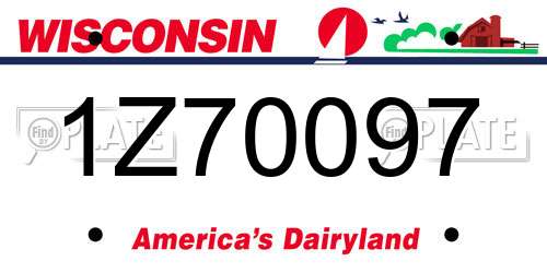 1Z70097 Wisconsin License Plate