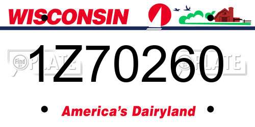 1Z70260 Wisconsin License Plate