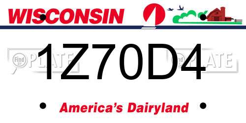 1Z70D4 Wisconsin License Plate