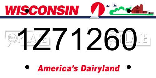 1Z71260 Wisconsin License Plate