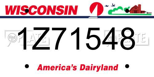 1Z71548 Wisconsin License Plate