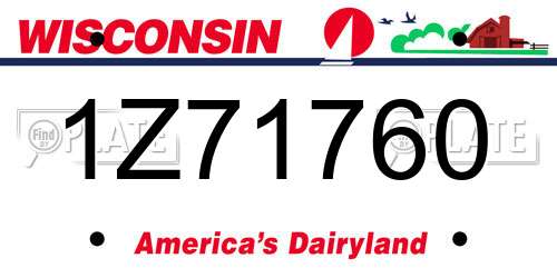 1Z71760 Wisconsin License Plate