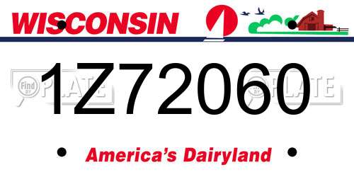 1Z72060 Wisconsin License Plate