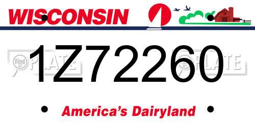 1Z72260 Wisconsin License Plate