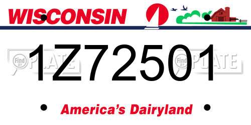 1Z72501 Wisconsin License Plate
