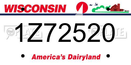 1Z72520 Wisconsin License Plate