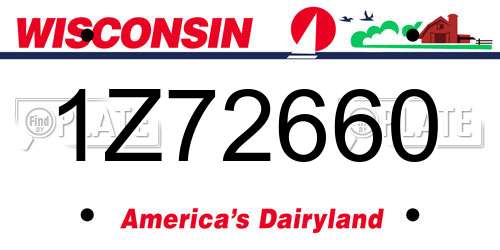 1Z72660 Wisconsin License Plate