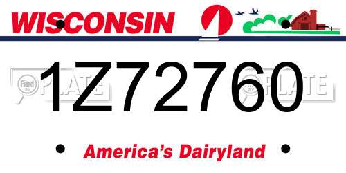 1Z72760 Wisconsin License Plate