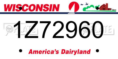 1Z72960 Wisconsin License Plate