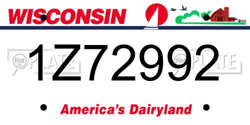 1Z72992 Wisconsin License Plate