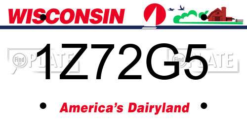 1Z72G5 Wisconsin License Plate