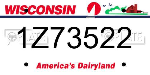 1Z73522 Wisconsin License Plate