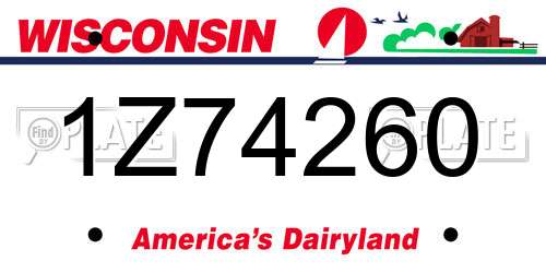 1Z74260 Wisconsin License Plate