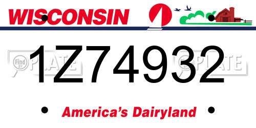 1Z74932 Wisconsin License Plate