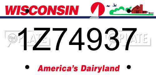 1Z74937 Wisconsin License Plate