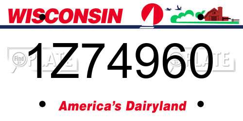 1Z74960 Wisconsin License Plate
