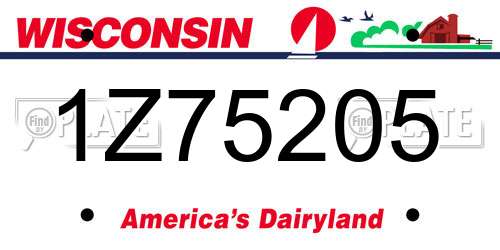 1Z75205 Wisconsin License Plate