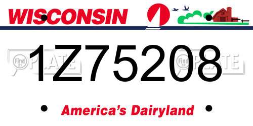 1Z75208 Wisconsin License Plate