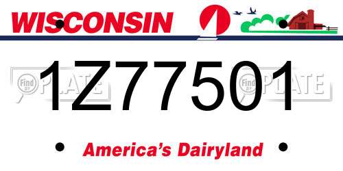 1Z77501 Wisconsin License Plate