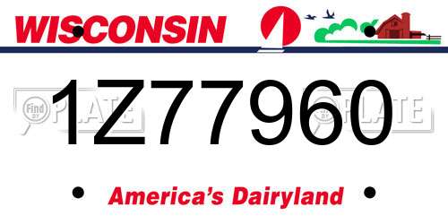1Z77960 Wisconsin License Plate