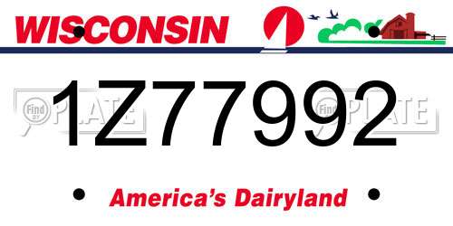 1Z77992 Wisconsin License Plate