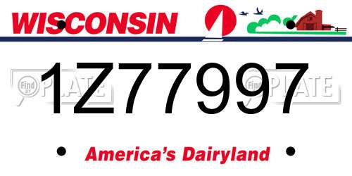 1Z77997 Wisconsin License Plate
