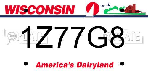 1Z77G8 Wisconsin License Plate