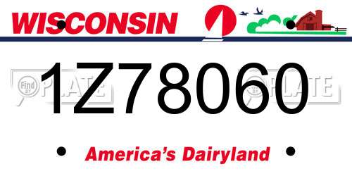 1Z78060 Wisconsin License Plate