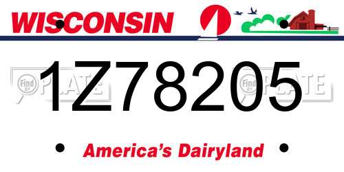1Z78205 Wisconsin License Plate
