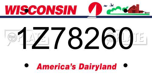 1Z78260 Wisconsin License Plate