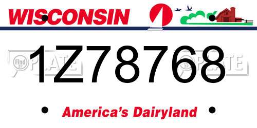 1Z78768 Wisconsin License Plate