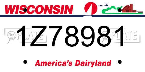 1Z78981 Wisconsin License Plate
