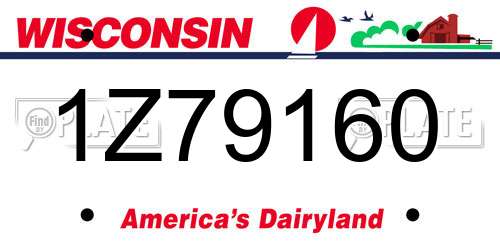1Z79160 Wisconsin License Plate