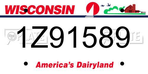 1Z91589 Wisconsin License Plate