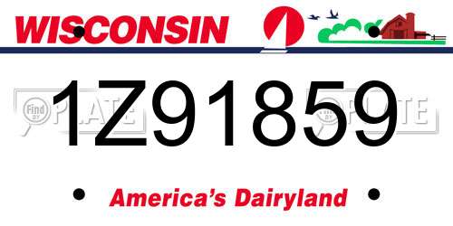 1Z91859 Wisconsin License Plate