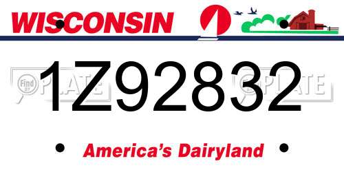 1Z92832 Wisconsin License Plate