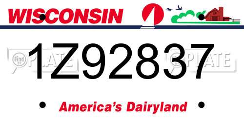 1Z92837 Wisconsin License Plate