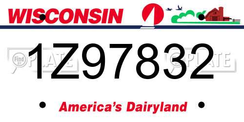 1Z97832 Wisconsin License Plate