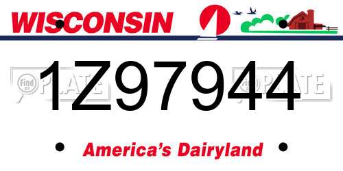 1Z97944 Wisconsin License Plate